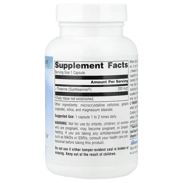 Alternative view of Source Naturals, L-Theanine, 200 mg, 120 Capsules