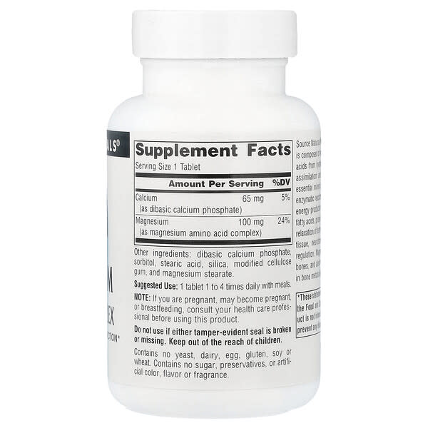 Alternative view of Source Naturals, Magnesium Chelate Complex, 100 mg, 100 Tablets