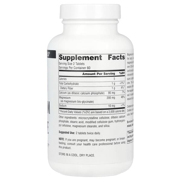 Alternative view of Source Naturals, Magnesium Glycinate, 120 Tablets