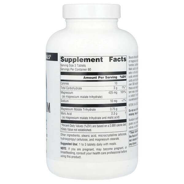 Alternative view of Source Naturals, Magnesium Malate, 180 Tablets