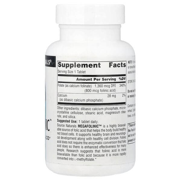 Alternative view of Source Naturals, MegaFolinic™, 800 mcg, 240 Tablets
