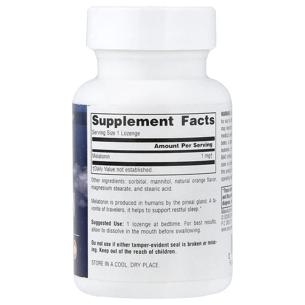 Alternative view of Source Naturals, Melatonin, Orange, 1 mg, 100 Lozenges