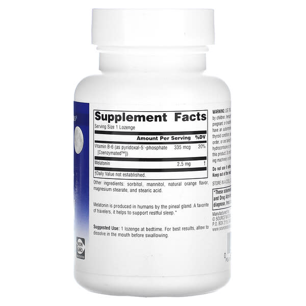 Alternative view of Source Naturals, Melatonin, Orange, 2.5 mg, 240 Lozenges