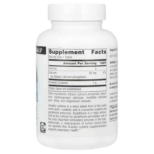 Alternative view of Source Naturals, N-Acetyl Cysteine, 1,000 mg, 60 Tablets