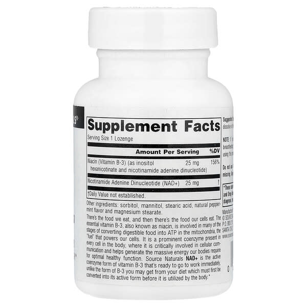 Alternative view of Source Naturals, NAD+, Coenzymated B-3, 60 Lozenges