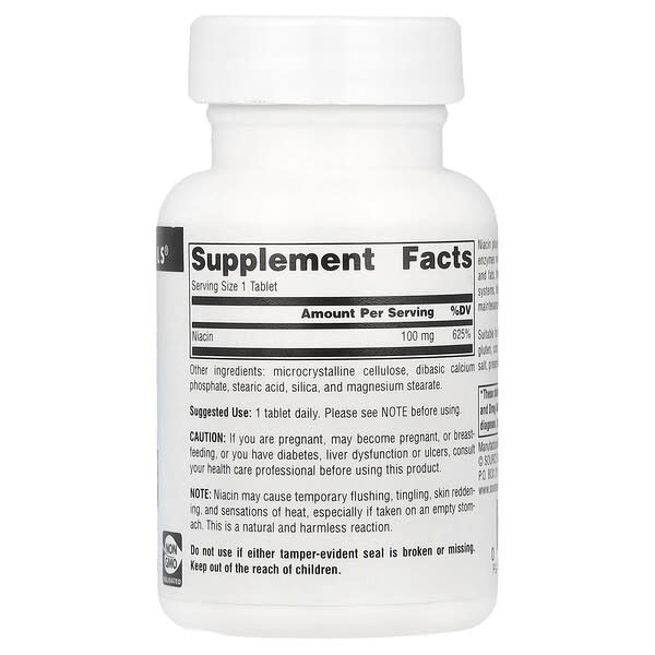 Alternative view of Source Naturals, Niacin, 100 mg, 100 Tablets