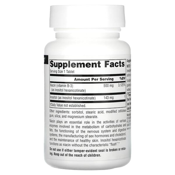 Alternative view of Source Naturals, No-Flush Niacin, 500 mg, 60 Tablets