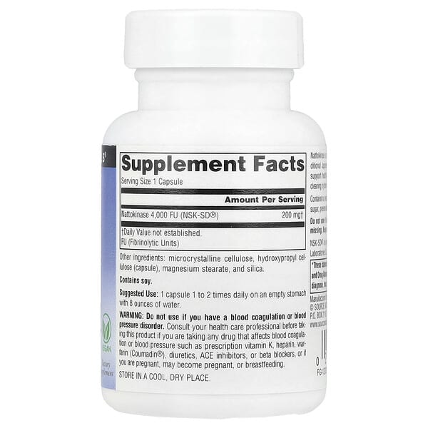 Alternative view of Source Naturals, NSK-SD®, Nattokinase, 200 mg, 30 Vegan Capsules