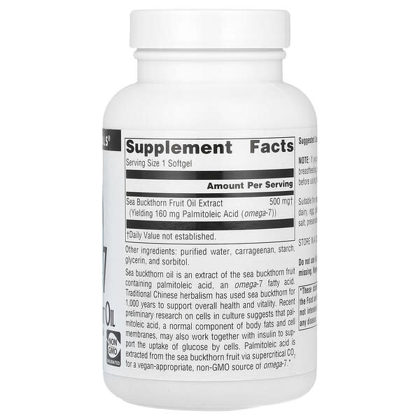 Alternative view of Source Naturals, Omega-7, Sea Buckthorn Fruit Oil, 500 mg, 120 Vegan Softgels