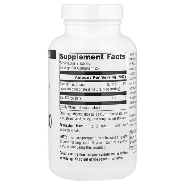 Source Naturals, Pau D'Arco, 500 mg, 250 Tablets