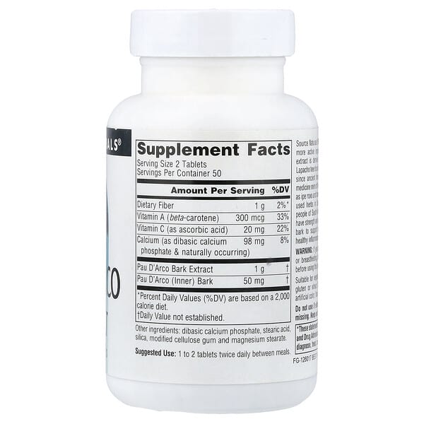 Alternative view of Source Naturals, Pau D'Arco Extract, 100 Tablets