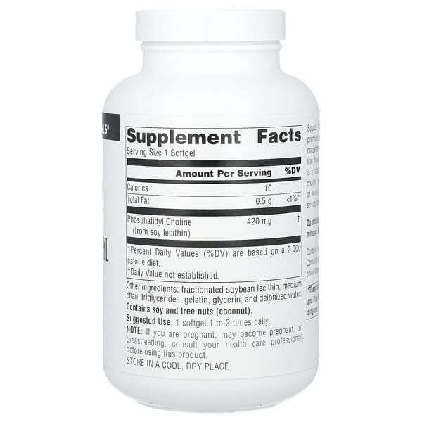 Alternative view of Source Naturals, Phosphatidyl Choline, 420 mg, 180 Softgels