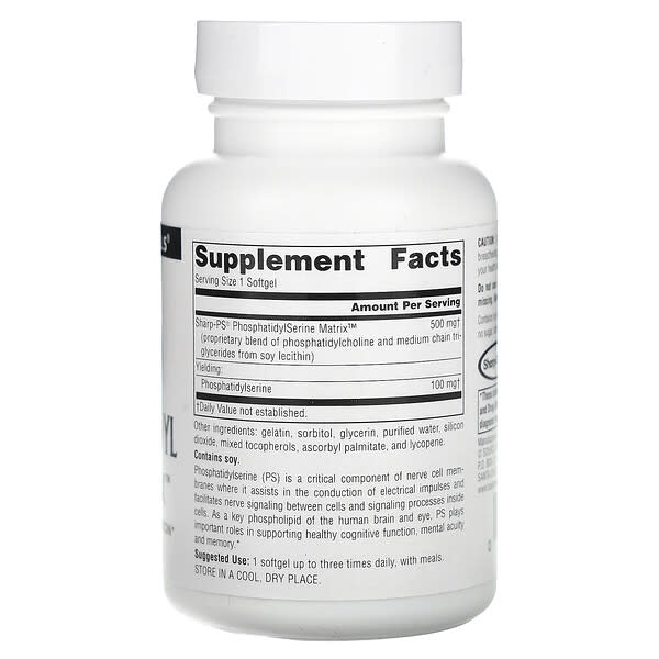 Alternative view of Source Naturals, Phosphatidyl Serine Matrix, 500 mg, 60 Softgels