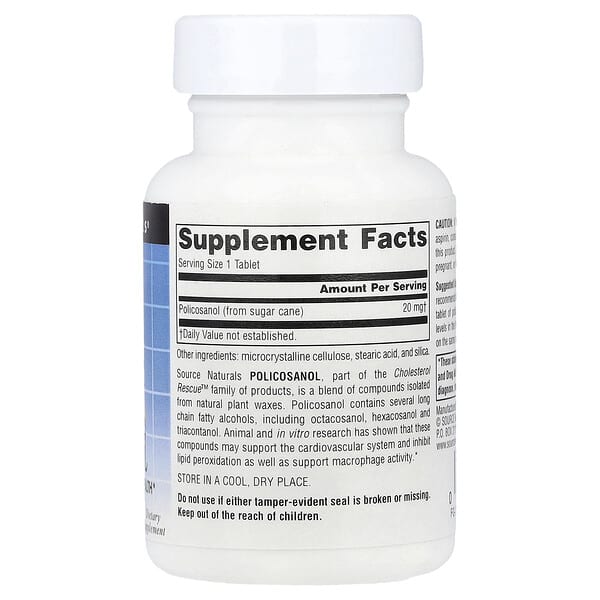 Alternative view of Source Naturals, Policosanol, 20 mg, 60 Tablets