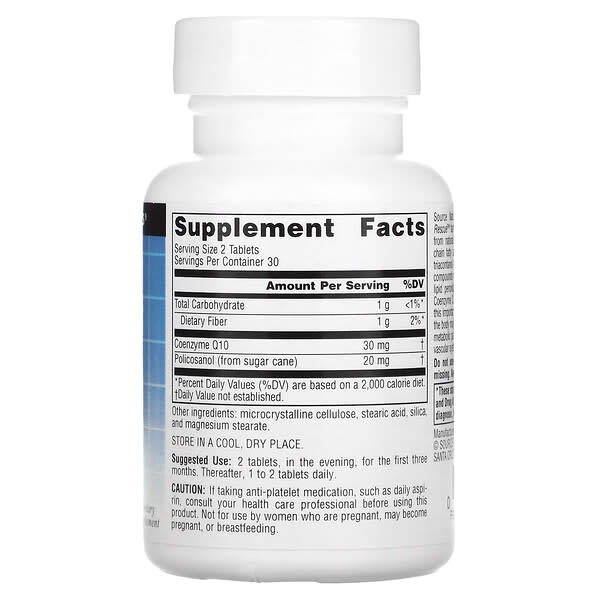 Alternative view of Source Naturals, Policosanol With Coenzyme Q10, 10 mg, 60 Tablets