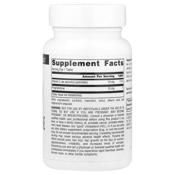 Alternative view of Source Naturals, Pregnenolone, 120 Tablets