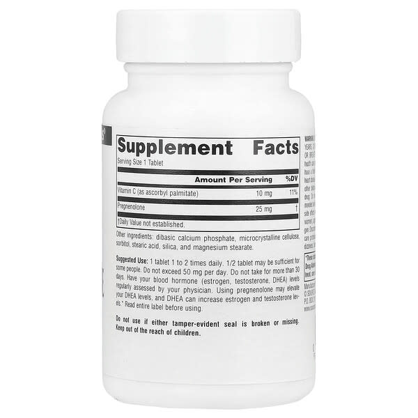 Alternative view of Source Naturals, Pregnenolone, 25 mg, 60 Tablets