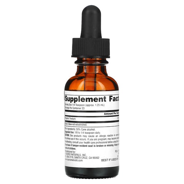 Alternative view of Source Naturals, Propolis Tincture, 1.25 ml, 1 fl oz (29.57 ml)