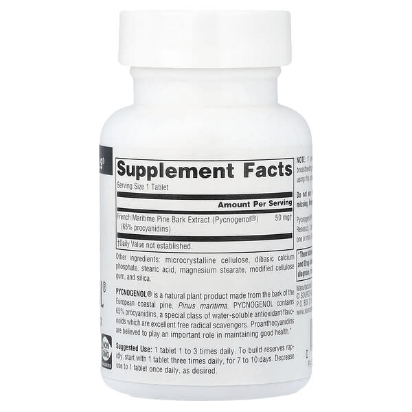 Alternative view of Source Naturals, Pycnogenol® , 50 mg, 60 Tablets