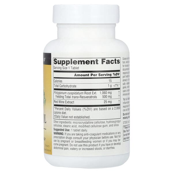 Alternative view of Source Naturals, Resveratrol 500™, 500 mg, 30 Tablets