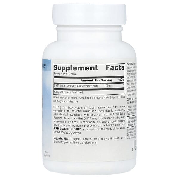 Alternative view of Source Naturals, Serene Science®, 5-HTP, 100 mg, 60 Capsules