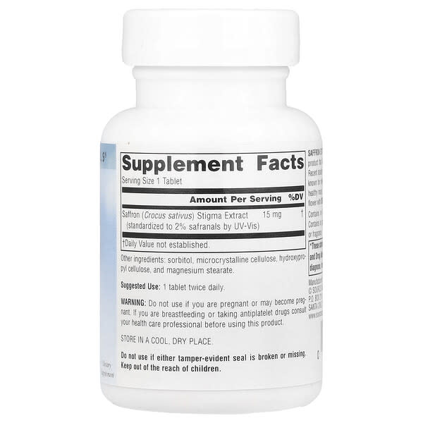Alternative view of Source Naturals, Serene Science®, Saffron Extract, 15 mg, 30 Tablets