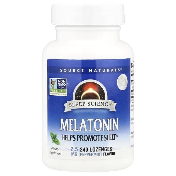 Source Naturals, Sleep Science®, Melatonin, Peppermint, 2.5 mg, 240 Lozenges