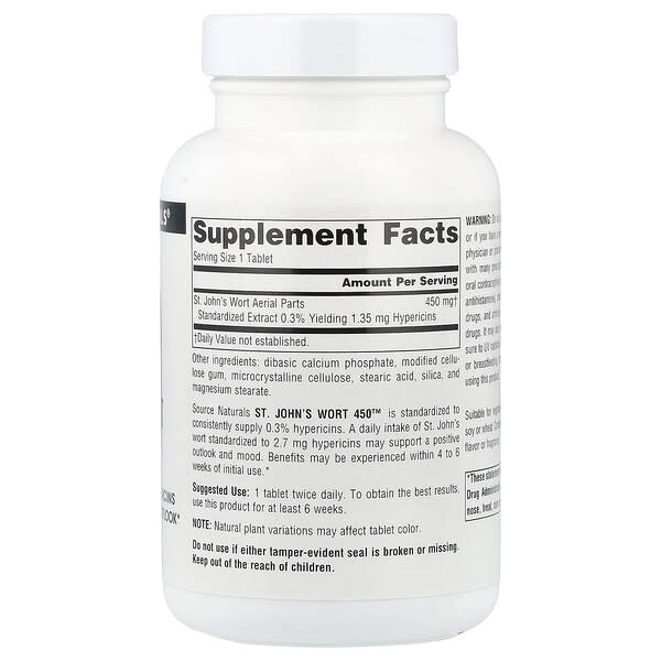 Alternative view of Source Naturals, St. John's Wort 450™, 450 mg, 180 Tablets