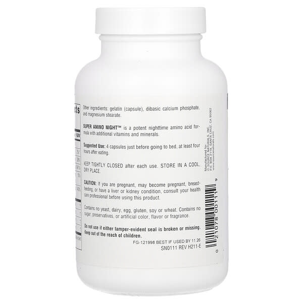 Source Naturals, Super Amino Night, 120 Capsules 2 Source Naturals, Super Amino Night, 120 Capsules - Ảnh 2