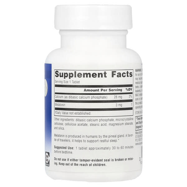 Alternative view of Source Naturals, Timed Release Melatonin, 3 mg , 60 Tablets