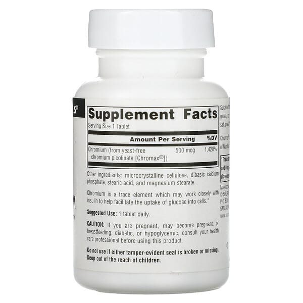 Alternative view of Source Naturals, Ultra Chromium Picolinate 500™, 500 mcg, 120 Tablets