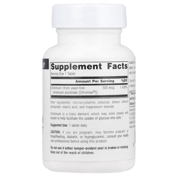Alternative view of Source Naturals, Ultra Chromium Picolinate 500™, 500 mcg, 60 Tablets