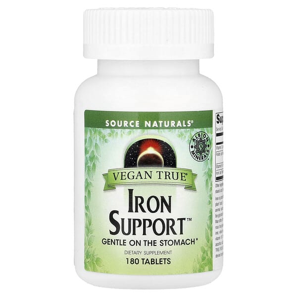 Source Naturals, Vegan True®, Iron Support™, 180 Tablets
