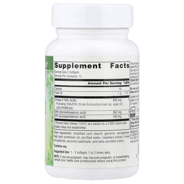 Alternative view of Source Naturals, Vegan True®, Non-Fish Omega-3s, 300 mg, 30 Vegan Softgels