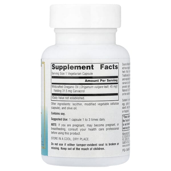 Alternative view of Source Naturals, Wellness, Oil Of Oregano , 30 Vegetarian Capsules (45 mg per Capsule)