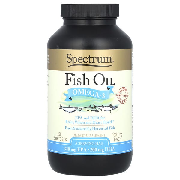 Spectrum Essentials, Fish Oil, Omega-3, 250 Softgels (500 mg per Softgel)