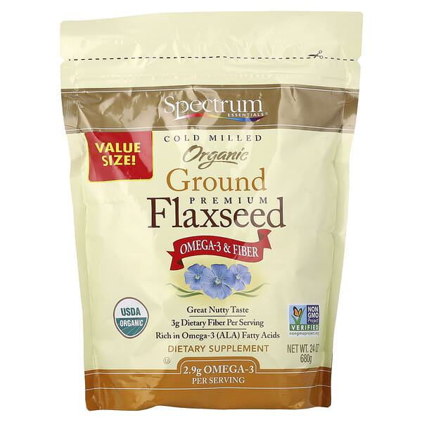 Spectrum Essentials, Organic Cold Milled Ground Premium Flaxseed, 24 oz (680 g)