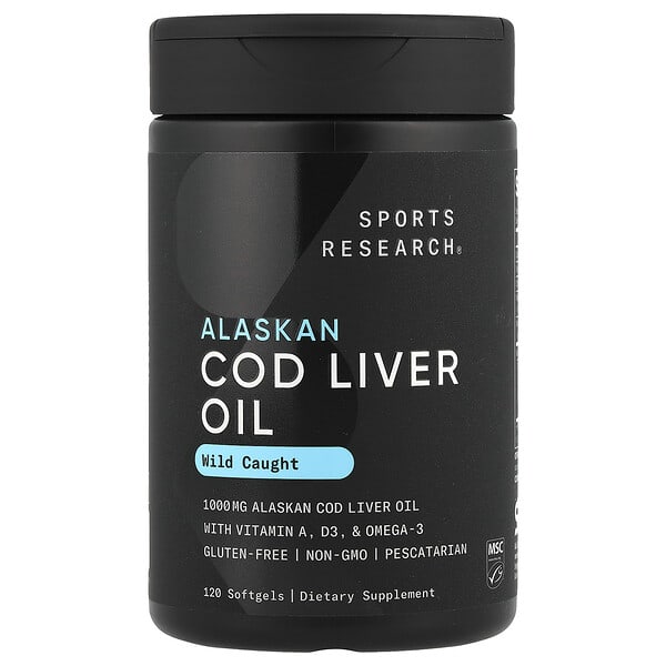 Sports Research, Alaskan Cod Liver Oil, 120 Softgels