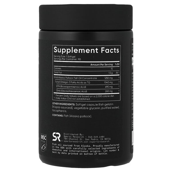 Alternative view of Sports Research, Alaskan Omega-3 Fish Oil, 90 Softgels