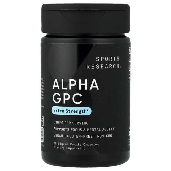 Sports Research, Alpha GPC, 60 Liquid Veggie Capsules (315 mg per Capsule)
