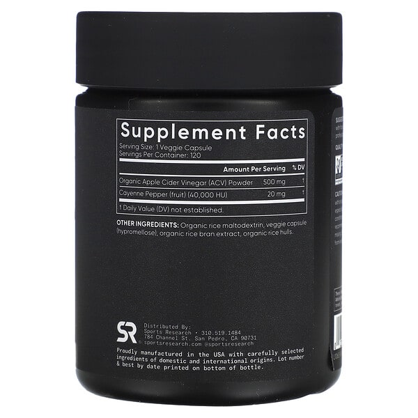Alternative view of Sports Research, Apple Cider Vinegar, 120 Veggie Capsules