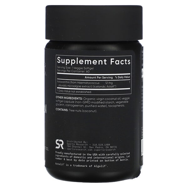 Sports Research, Astaxanthin, 12 mg, 60 Veggie Softgels 2 Sports Research, Astaxanthin, 12 mg, 60 Veggie Softgels - Ảnh 2