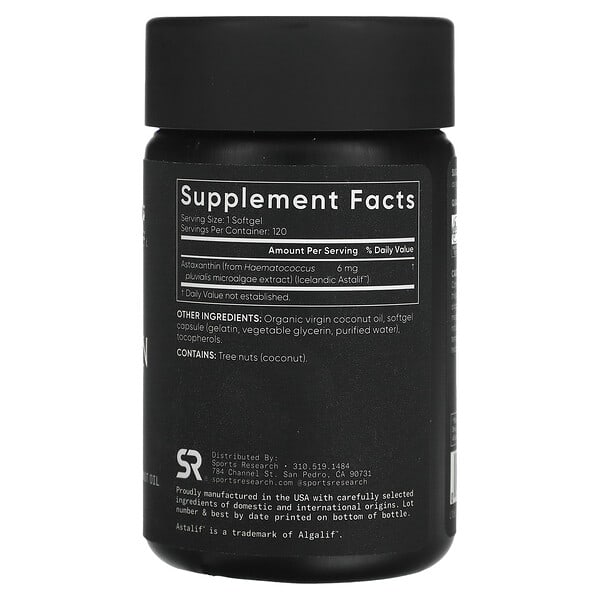 Alternative view of Sports Research, Astaxanthin, Mini-Gels, 6 mg, 120 Softgels