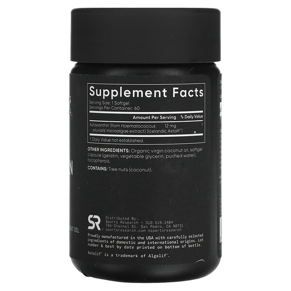 Alternative view of Sports Research, Astaxanthin, Triple Strength, 12 mg, 60 Softgels