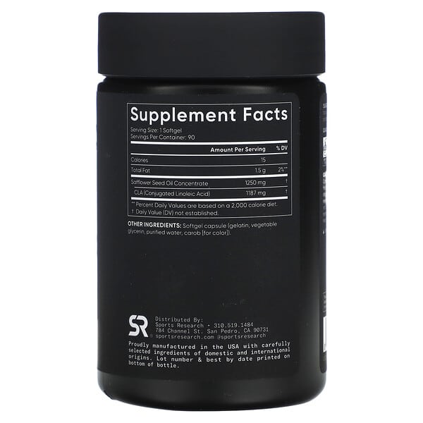 Alternative view of Sports Research, CLA 1250, Max Strength, 1,250 mg, 90 Softgels