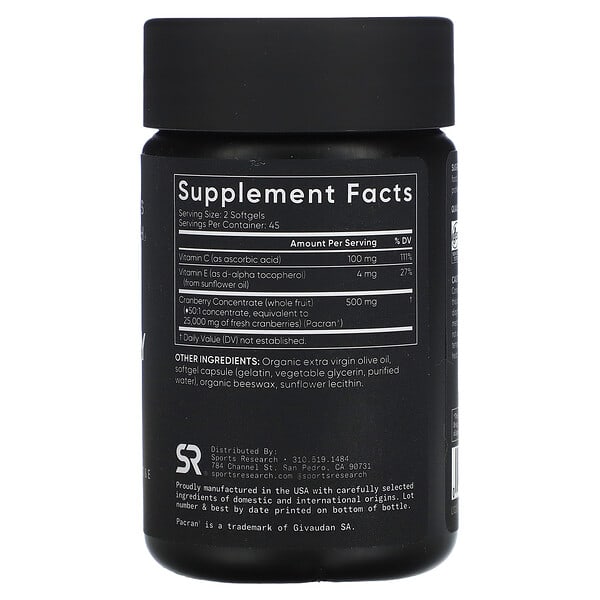 Alternative view of Sports Research, Cranberry Fruit Complex, 90 Softgels