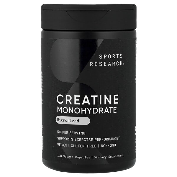 Sports Research, Creatine Monohydrate, Micronized, 120 Veggie Capsules (1.25 g per Capsule) 5 Sports Research, Creatine Monohydrate, Micronized, 120 Veggie Capsules (1.25 g per Capsule)