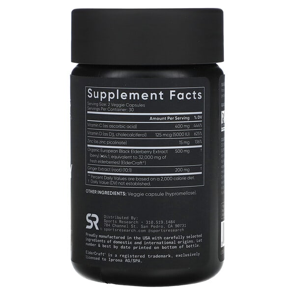 Alternative view of Sports Research, Elderberry, 60 Veggie Capsules