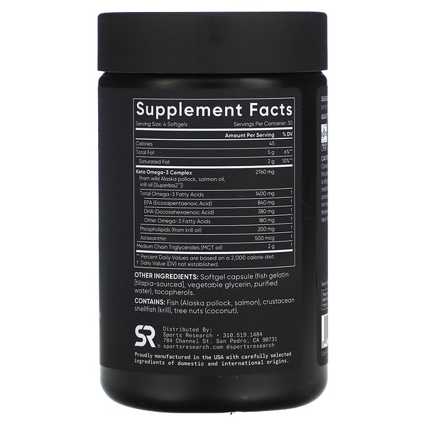 Alternative view of Sports Research, Keto Omega-3 with Salmon Oil, 120 Softgels