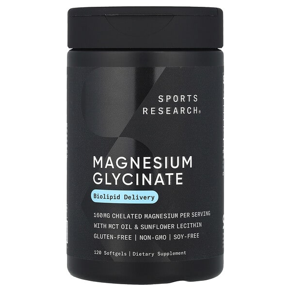 Sports Research, Magnesium Glycinate, 120 Softgels (80 mg per Softgel)